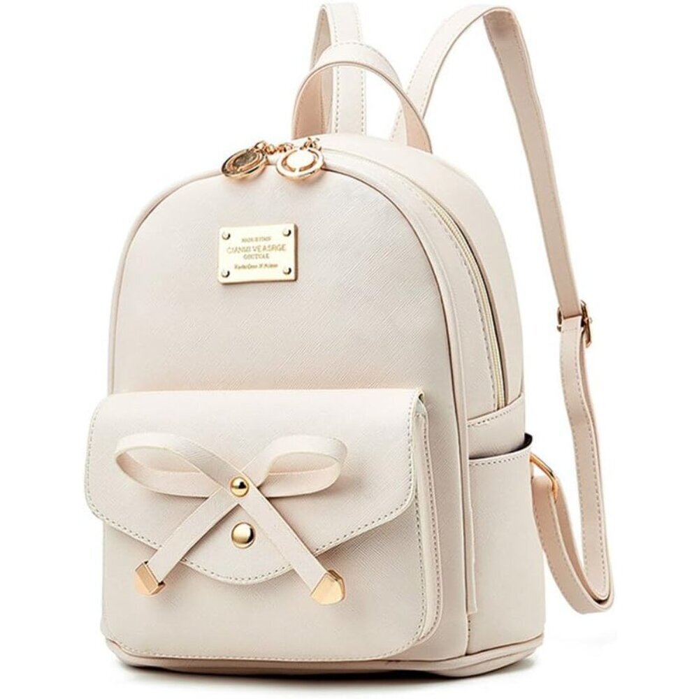 Girls Leather Mini Backpack Bowknot Purse for Women Casual Daily Travel